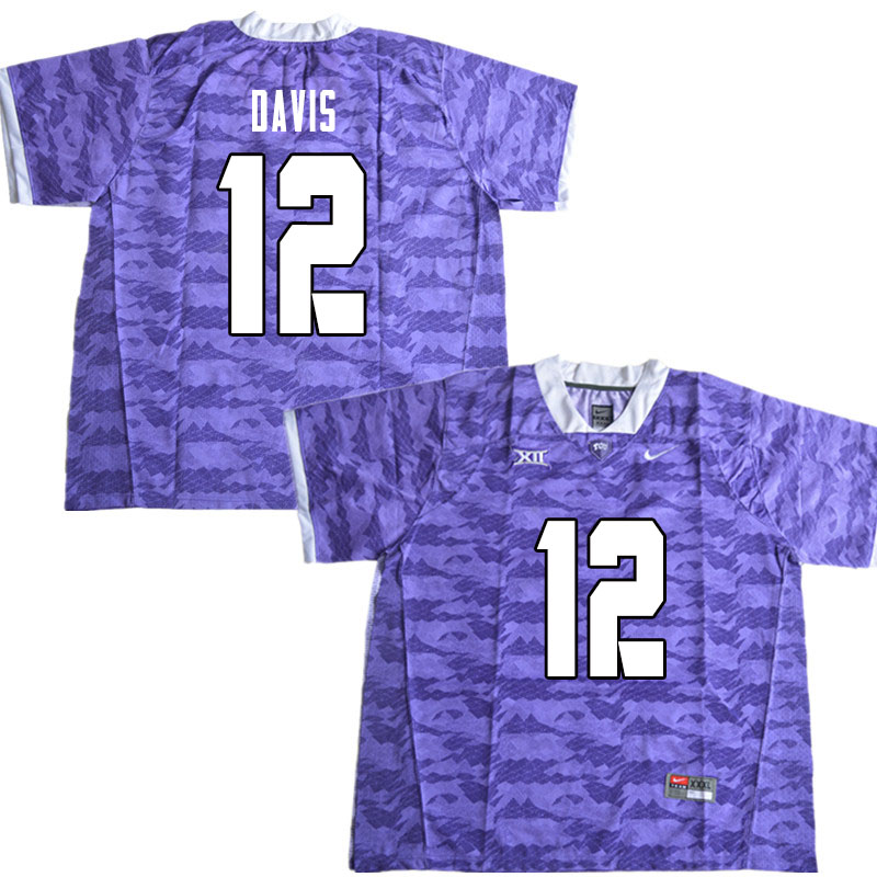 Men #12 Derius Davis TCU Horned Frogs College Football Jerseys Sale-Limited Purple